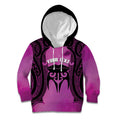 Personalised Moko Kauae New Zealand Kid Hoodie Maori Chin Tattoo Pink - Aussie Hoodie