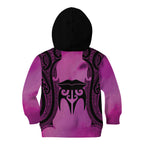 Personalised Moko Kauae New Zealand Kid Hoodie Maori Chin Tattoo Pink - Aussie Hoodie