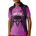 Personalised Moko Kauae New Zealand Kid Polo Shirt Maori Chin Tattoo Pink - Aussie Hoodie