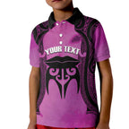 Personalised Moko Kauae New Zealand Kid Polo Shirt Maori Chin Tattoo Pink - Aussie Hoodie