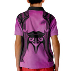 Personalised Moko Kauae New Zealand Kid Polo Shirt Maori Chin Tattoo Pink - Aussie Hoodie