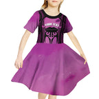 Personalised Moko Kauae New Zealand Kid Short Sleeve Dress Maori Chin Tattoo Pink - Aussie Hoodie