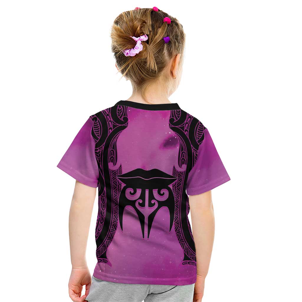 Personalised Moko Kauae New Zealand Kid T Shirt Maori Chin Tattoo Pink - Aussie Hoodie