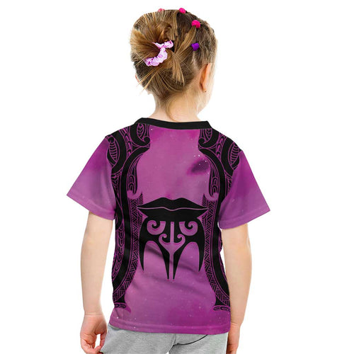 Personalised Moko Kauae New Zealand Kid T Shirt Maori Chin Tattoo Pink - Aussie Hoodie