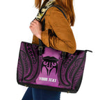 Personalised Moko Kauae New Zealand Leather Tote Bag Maori Chin Tattoo Pink - Aussie Hoodie
