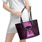 Personalised Moko Kauae New Zealand Leather Tote Bag Maori Chin Tattoo Pink - Aussie Hoodie