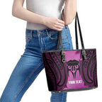 Personalised Moko Kauae New Zealand Leather Tote Bag Maori Chin Tattoo Pink - Aussie Hoodie