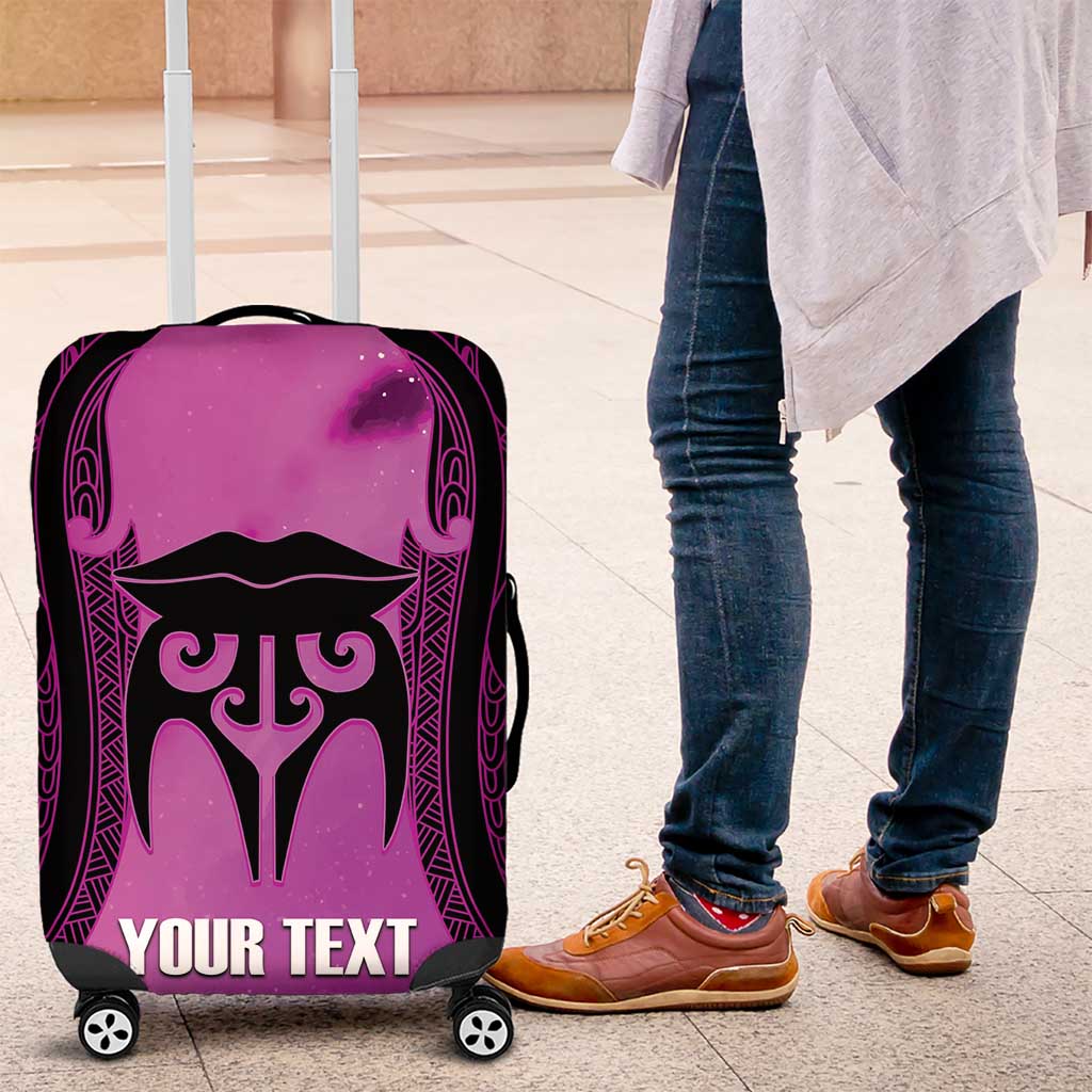 Personalised Moko Kauae New Zealand Luggage Cover Maori Chin Tattoo Pink - Aussie Hoodie