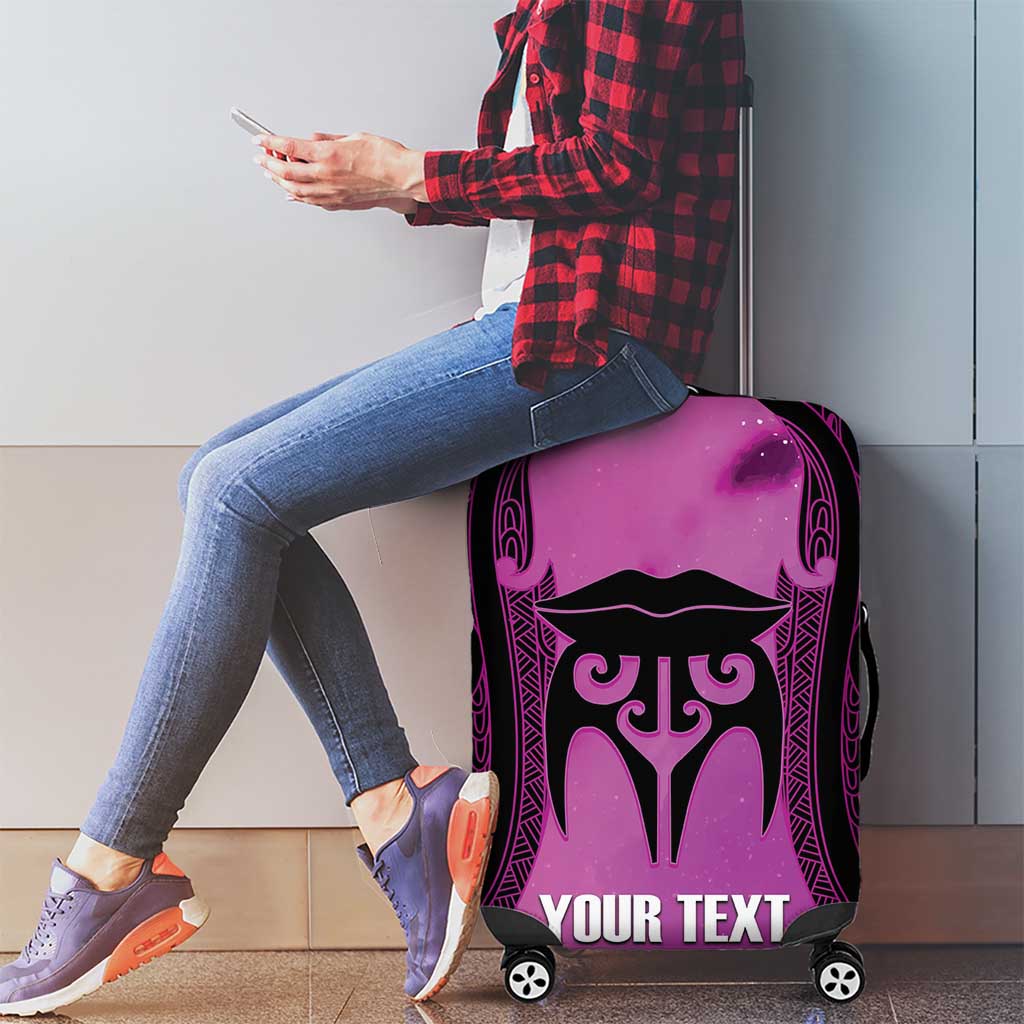 Personalised Moko Kauae New Zealand Luggage Cover Maori Chin Tattoo Pink - Aussie Hoodie
