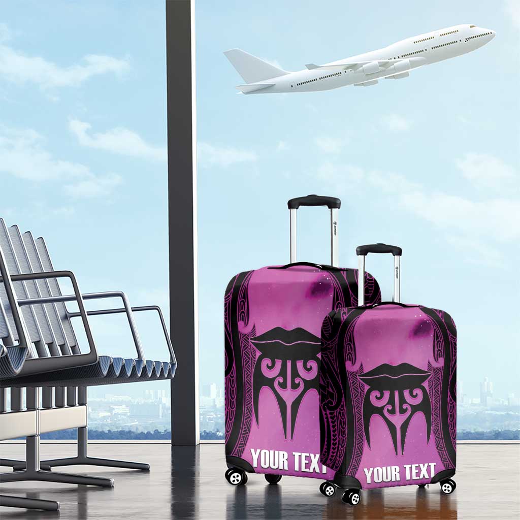 Personalised Moko Kauae New Zealand Luggage Cover Maori Chin Tattoo Pink - Aussie Hoodie