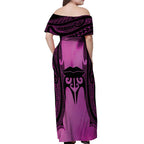 Personalised Moko Kauae New Zealand Off Shoulder Maxi Dress Maori Chin Tattoo Pink - Aussie Hoodie
