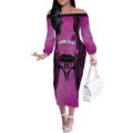 Personalised Moko Kauae New Zealand Off The Shoulder Long Sleeve Dress Maori Chin Tattoo Pink - Aussie Hoodie