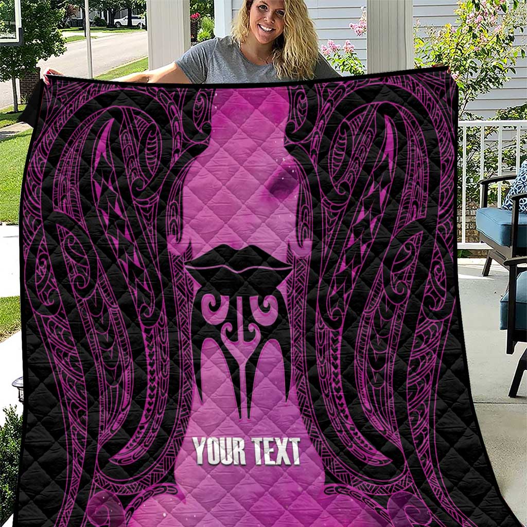 Personalised Moko Kauae New Zealand Quilt Maori Chin Tattoo Pink - Aussie Hoodie