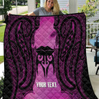 Personalised Moko Kauae New Zealand Quilt Maori Chin Tattoo Pink - Aussie Hoodie