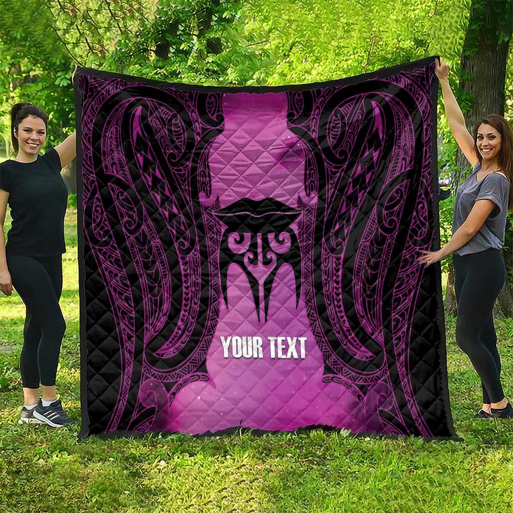 Personalised Moko Kauae New Zealand Quilt Maori Chin Tattoo Pink - Aussie Hoodie