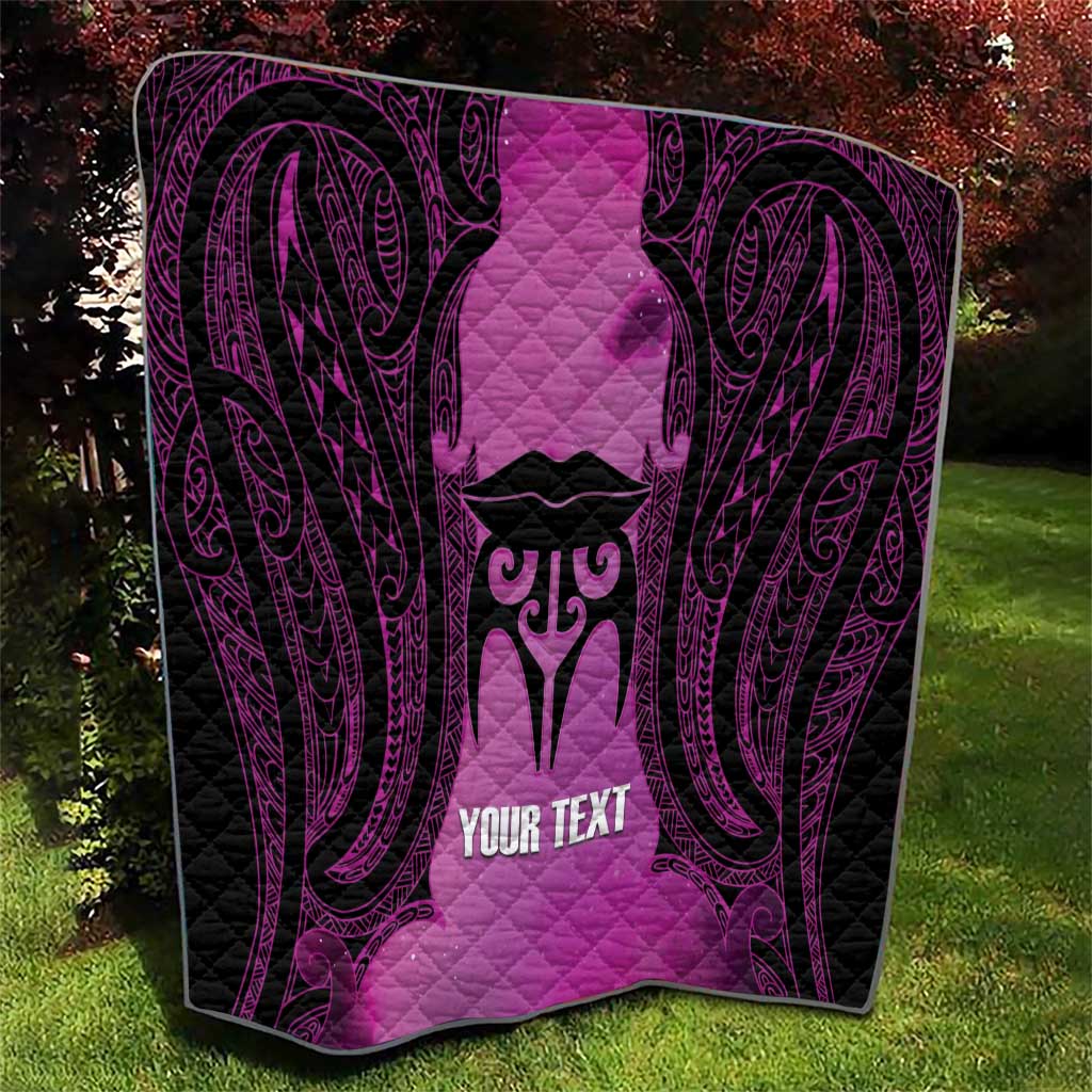 Personalised Moko Kauae New Zealand Quilt Maori Chin Tattoo Pink - Aussie Hoodie
