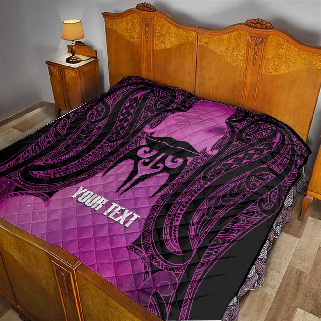 Personalised Moko Kauae New Zealand Quilt Maori Chin Tattoo Pink - Aussie Hoodie