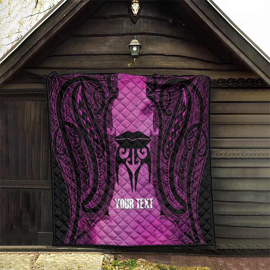 Personalised Moko Kauae New Zealand Quilt Maori Chin Tattoo Pink - Aussie Hoodie