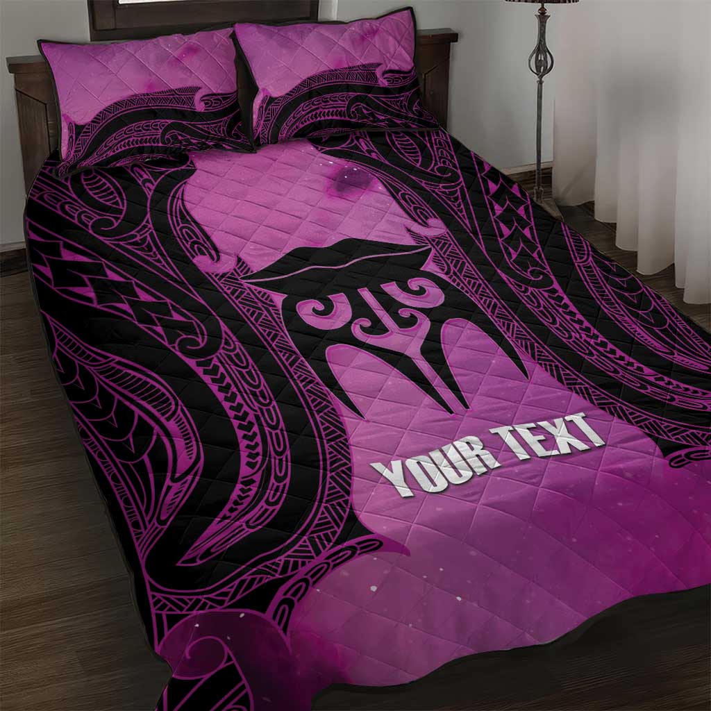 Personalised Moko Kauae New Zealand Quilt Bed Set Maori Chin Tattoo Pink - Aussie Hoodie