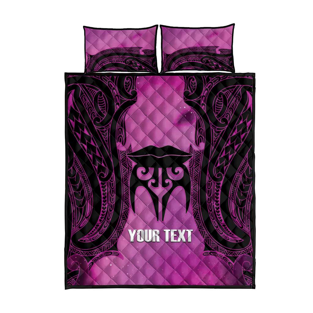 Personalised Moko Kauae New Zealand Quilt Bed Set Maori Chin Tattoo Pink - Aussie Hoodie