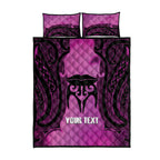 Personalised Moko Kauae New Zealand Quilt Bed Set Maori Chin Tattoo Pink - Aussie Hoodie