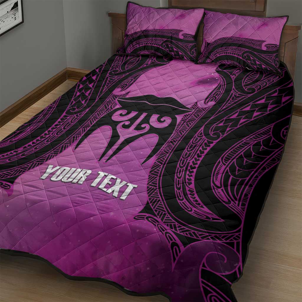 Personalised Moko Kauae New Zealand Quilt Bed Set Maori Chin Tattoo Pink - Aussie Hoodie
