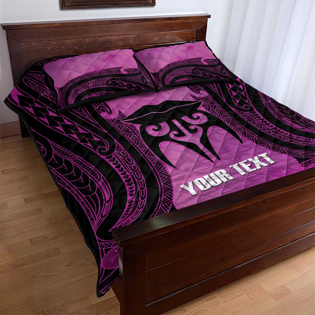 Personalised Moko Kauae New Zealand Quilt Bed Set Maori Chin Tattoo Pink - Aussie Hoodie
