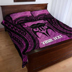 Personalised Moko Kauae New Zealand Quilt Bed Set Maori Chin Tattoo Pink - Aussie Hoodie