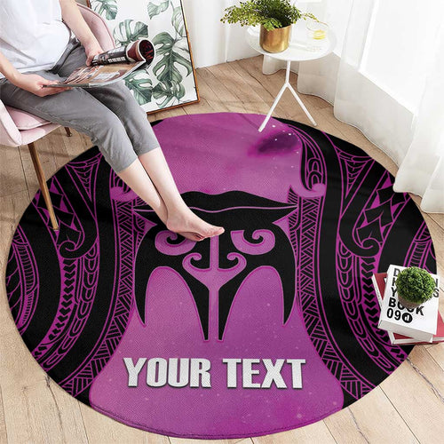 Personalised Moko Kauae New Zealand Round Carpet Maori Chin Tattoo Pink - Aussie Hoodie