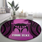 Personalised Moko Kauae New Zealand Round Carpet Maori Chin Tattoo Pink - Aussie Hoodie
