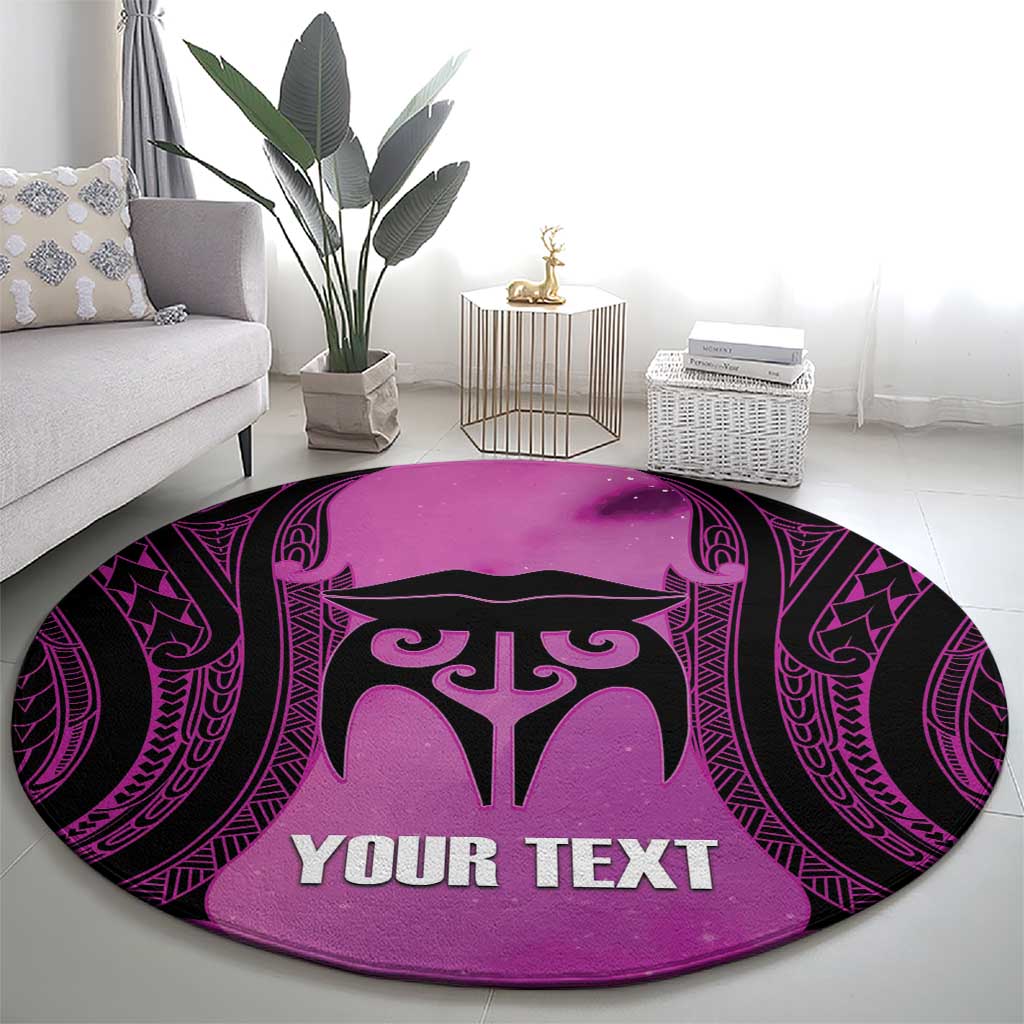 Personalised Moko Kauae New Zealand Round Carpet Maori Chin Tattoo Pink - Aussie Hoodie