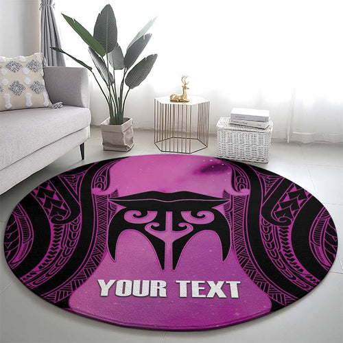 Personalised Moko Kauae New Zealand Round Carpet Maori Chin Tattoo Pink - Aussie Hoodie