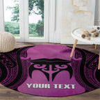 Personalised Moko Kauae New Zealand Round Carpet Maori Chin Tattoo Pink - Aussie Hoodie