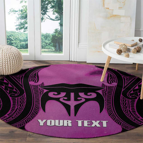 Personalised Moko Kauae New Zealand Round Carpet Maori Chin Tattoo Pink - Aussie Hoodie
