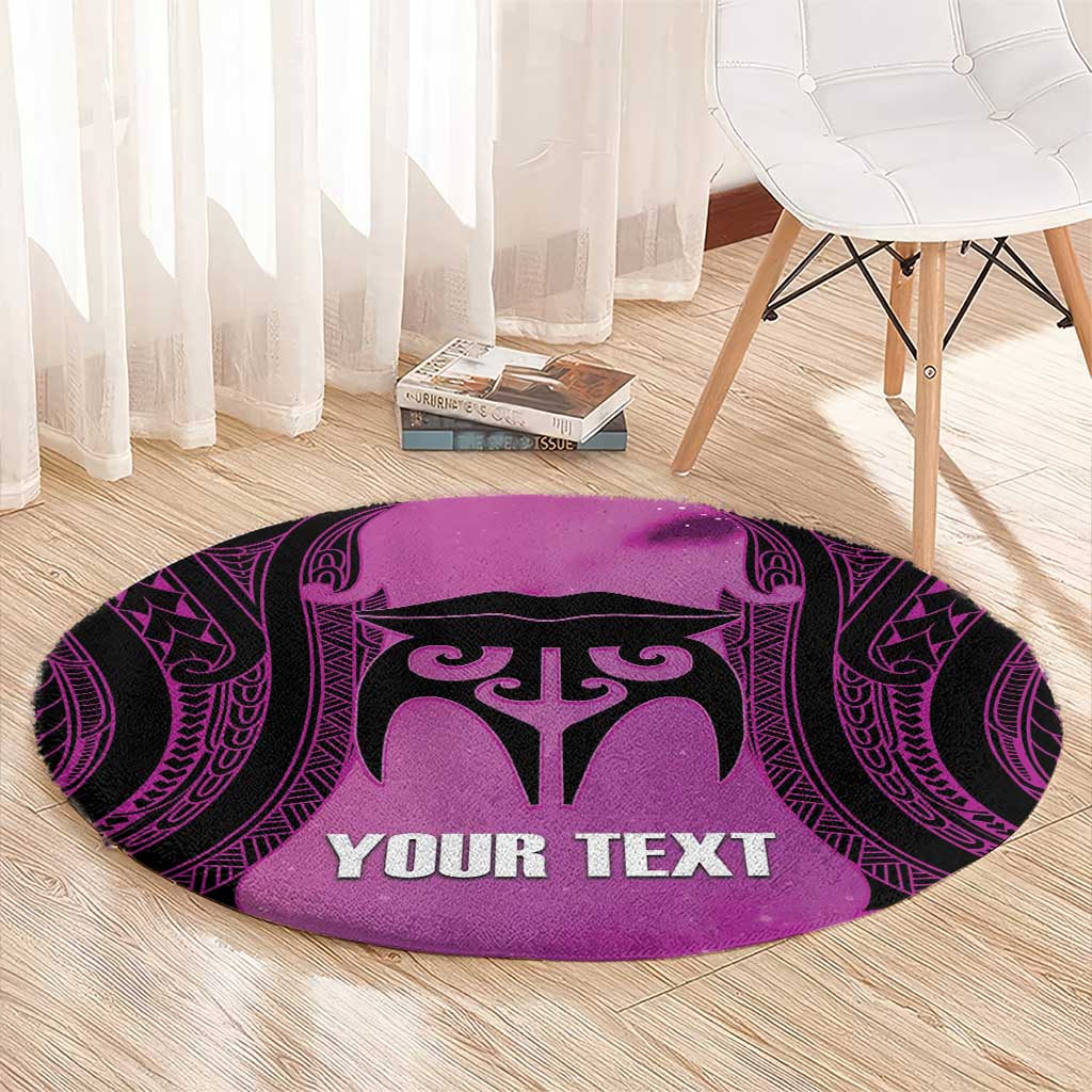 Personalised Moko Kauae New Zealand Round Carpet Maori Chin Tattoo Pink - Aussie Hoodie