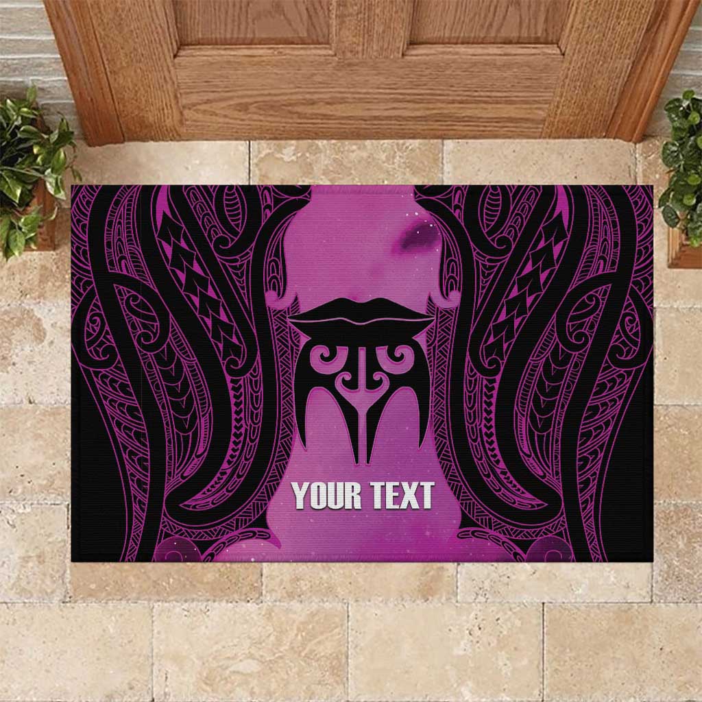Personalised Moko Kauae New Zealand Rubber Doormat Maori Chin Tattoo Pink - Aussie Hoodie