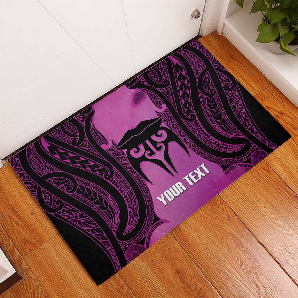 Personalised Moko Kauae New Zealand Rubber Doormat Maori Chin Tattoo Pink - Aussie Hoodie