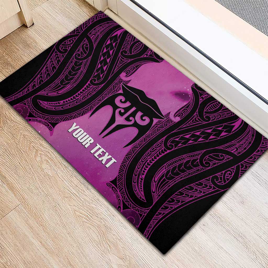 Personalised Moko Kauae New Zealand Rubber Doormat Maori Chin Tattoo Pink - Aussie Hoodie