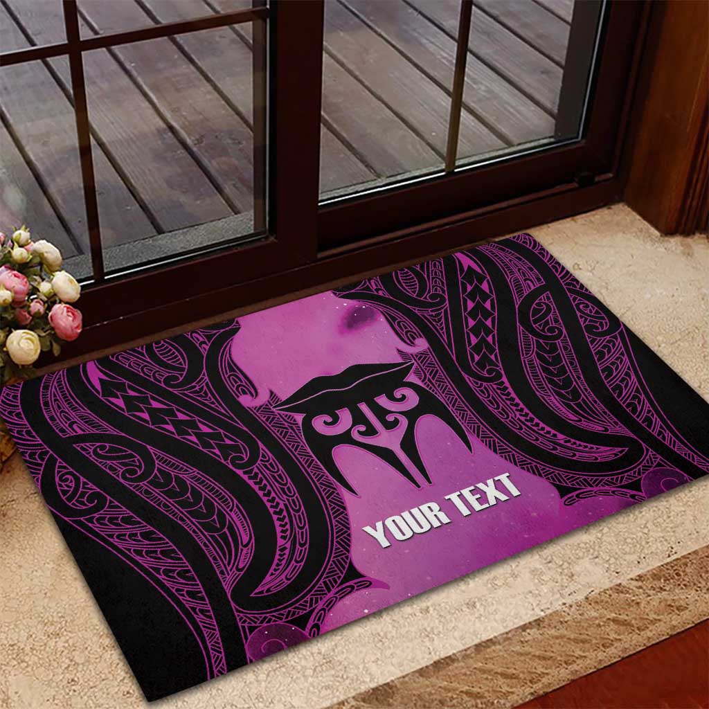 Personalised Moko Kauae New Zealand Rubber Doormat Maori Chin Tattoo Pink - Aussie Hoodie