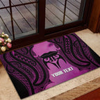 Personalised Moko Kauae New Zealand Rubber Doormat Maori Chin Tattoo Pink - Aussie Hoodie