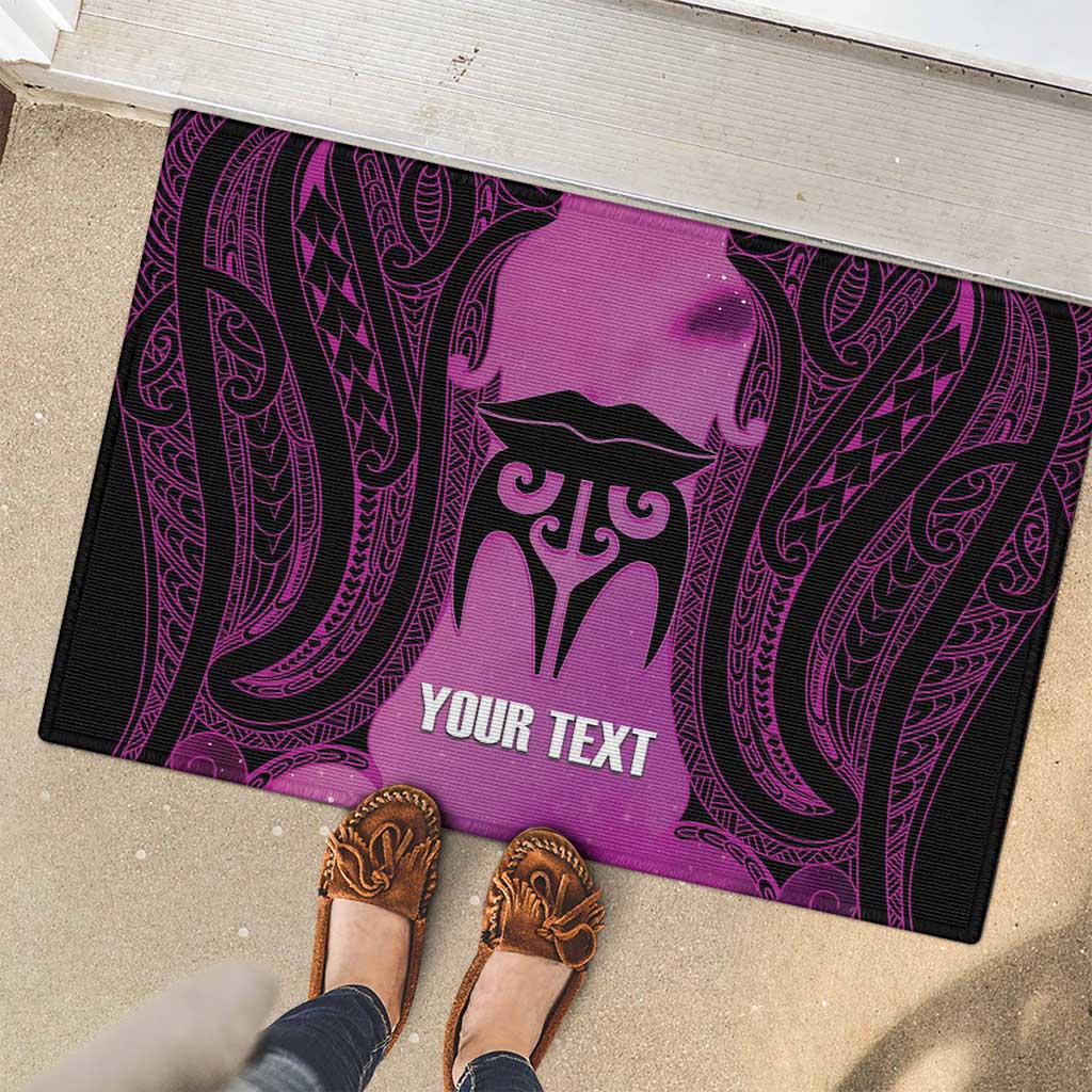 Personalised Moko Kauae New Zealand Rubber Doormat Maori Chin Tattoo Pink - Aussie Hoodie