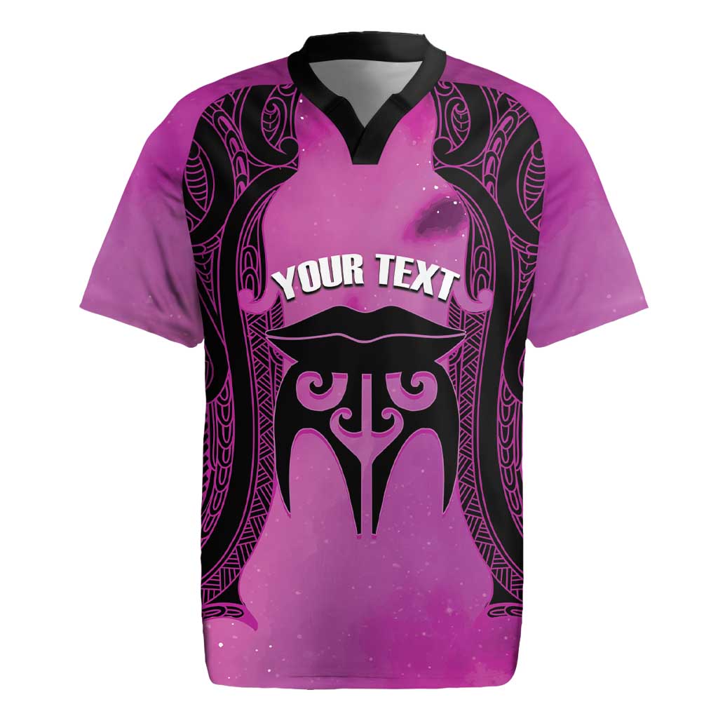 Personalised Moko Kauae New Zealand Rugby Jersey Maori Chin Tattoo Pink - Aussie Hoodie