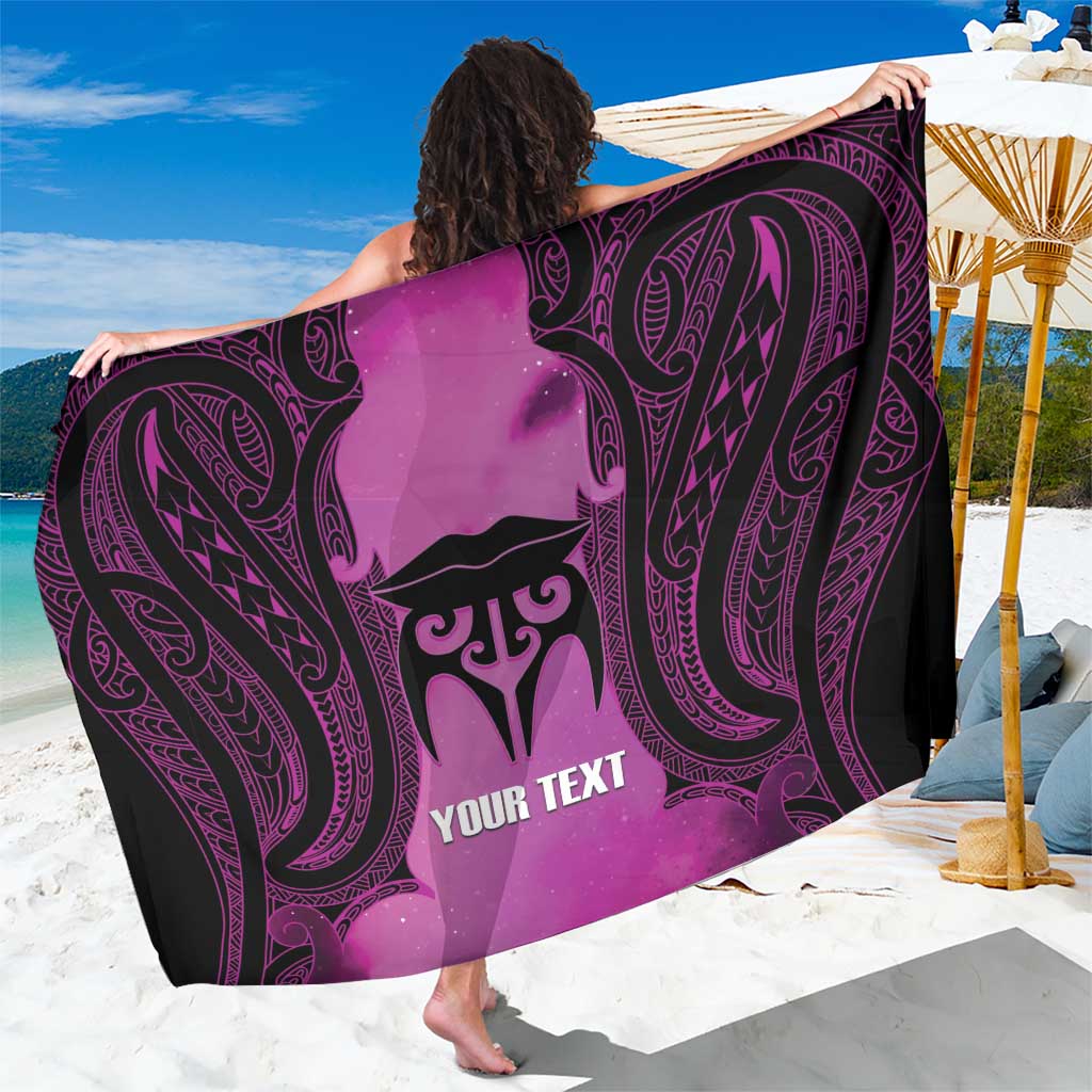 Personalised Moko Kauae New Zealand Sarong Maori Chin Tattoo Pink - Aussie Hoodie