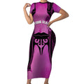 Personalised Moko Kauae New Zealand Short Sleeve Bodycon Dress Maori Chin Tattoo Pink - Aussie Hoodie