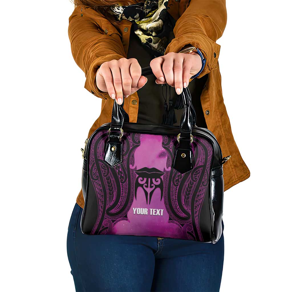 Personalised Moko Kauae New Zealand Shoulder Handbag Maori Chin Tattoo Pink - Aussie Hoodie