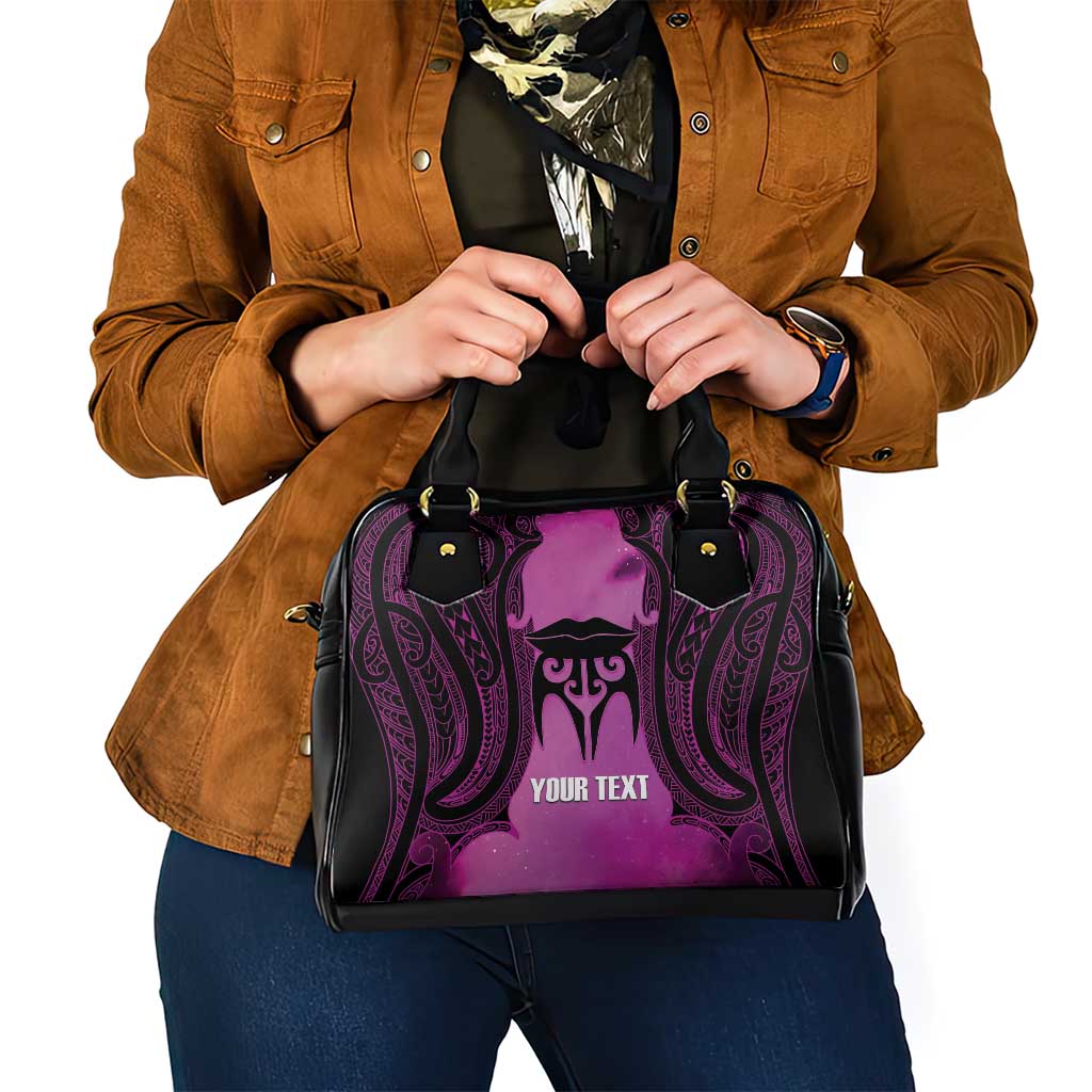 Personalised Moko Kauae New Zealand Shoulder Handbag Maori Chin Tattoo Pink - Aussie Hoodie