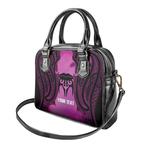 Personalised Moko Kauae New Zealand Shoulder Handbag Maori Chin Tattoo Pink - Aussie Hoodie