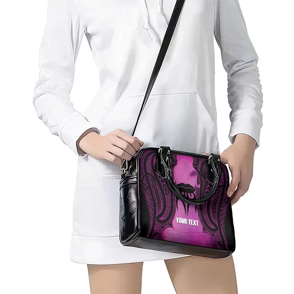 Personalised Moko Kauae New Zealand Shoulder Handbag Maori Chin Tattoo Pink - Aussie Hoodie