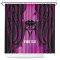Personalised Moko Kauae New Zealand Shower Curtain Maori Chin Tattoo Pink - Aussie Hoodie