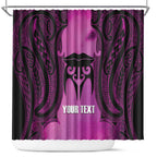 Personalised Moko Kauae New Zealand Shower Curtain Maori Chin Tattoo Pink - Aussie Hoodie
